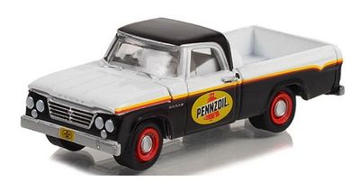 Greenlight Diecast Model Car Blue Collar Dodge D 100 D100 Pickup 1964 "Pennzoil" 1/64 scale