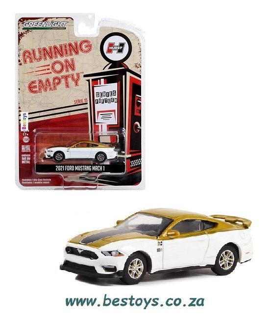 Greenlight Diecast Model Car Running on Empty Ford Mustang Mach 1 2021 Hurst 1/64 scale