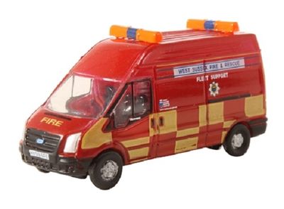Oxford Diecast Model Car FT020 Ford Transit High Roof LWB "West Sussex Fire &amp; Rescue" 1/76 OO railway scale