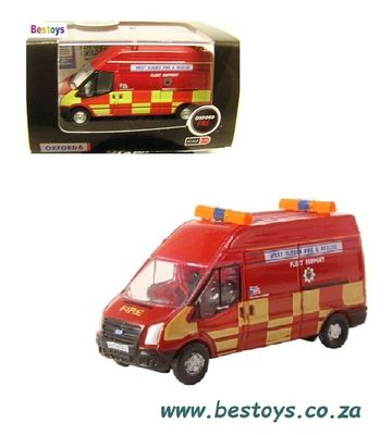 Oxford Diecast Model Car FT020 Ford Transit High Roof LWB &quot;West Sussex Fire &amp; Rescue&quot; 1/76 OO railway scale