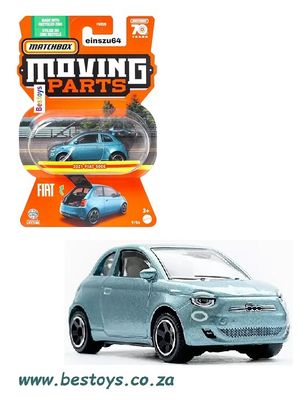 Matchbox Diecast Model Car Moving Parts Fiat 500 E 500E 2021 70th Anniversary 1/64 scale