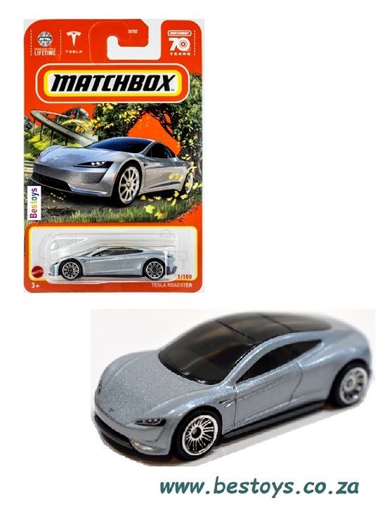 Matchbox Diecast Model Car 2023 91/100 Tesla Roadster 70th Anniv 1/64 scale