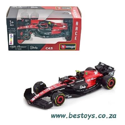 Burago Diecast Model Car 38085 Formula 1 F1  Alfa Romeo No 24 Zhou 2023 GP &quot;Stake&quot; 1/43 scale
