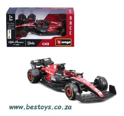 Burago Diecast Model Car 38085 Formula 1 F1  Alfa Romeo No 77 Bottas 2023 GP &quot;Stake&quot; 1/43 scale