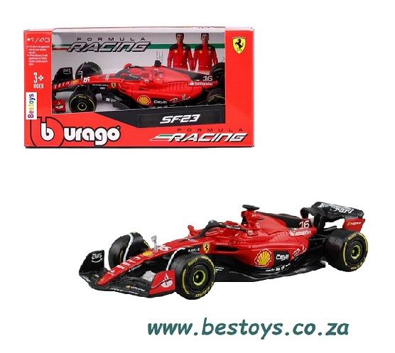 Burago 36836 Formula 1 F1 Ferrari SF 23 No 16 Le Clerc 2023 GP 1/43 scale