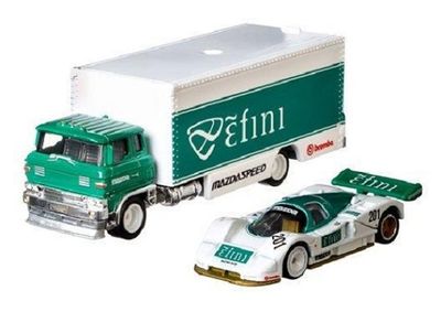 Hotwheels Hot Wheels Diecast Model Car Culture Team Transport Mazda 787 B 787B & Sakura Sprinter Truck 1/64 scale