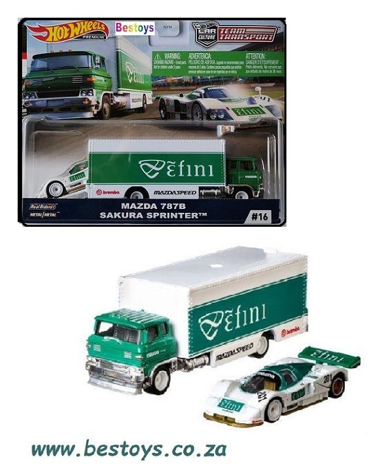 Hotwheels Hot Wheels Diecast Model Car Culture Team Transport Mazda 787 B 787B  &amp; Sakura Sprinter Truck 1/64 scale