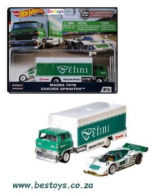 Hotwheels Hot Wheels Diecast Model Car Culture Team Transport Mazda 787 B 787B  &amp; Sakura Sprinter Truck 1/64 scale