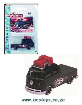 Majorette Diecast Model Car VW Volkswagen Kombi T 1 T1 Double Cab Pickup + roofrack 1/64 scale