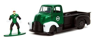 JADA Diecast Model Car Hollywood 33093 Chevy Chevrolet COE Pickup 1952 + Green Lantern Figurine DC 1/32 scale