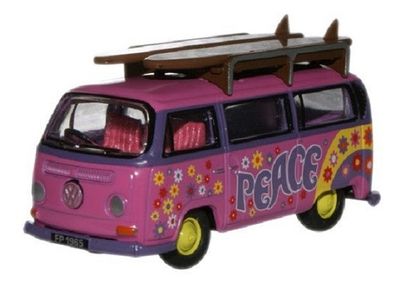 Oxford Diecast Model Car VW017 VW Volkswagen Kombi Bus T 2 T2 + surfboards "Peace" 1/76 OO railway scale
