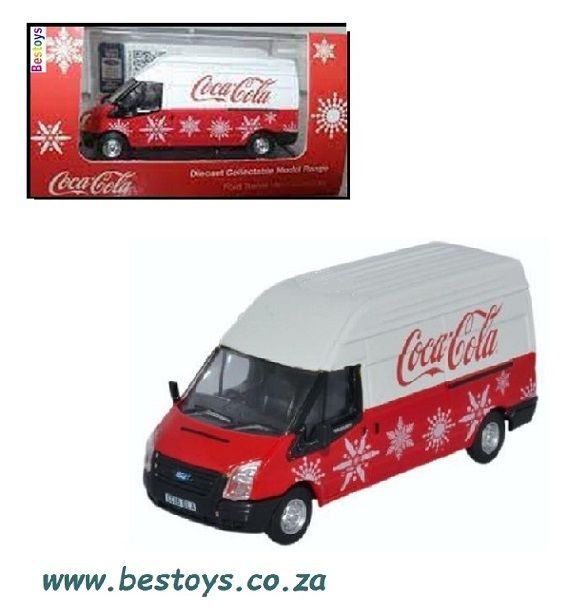 Oxford Diecast Model Car FT030CC Ford Transit High Roof LWB Van &quot;Coca Cola&quot; Christmas 1/76 OO railway scale