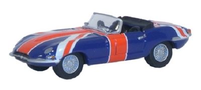 Oxford Diecast Model Car ETYP005 Jaguar E Type Union Jack Shaguar Movie Film TV 1/76 OO railway scale