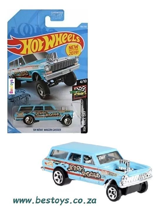 Hotwheels Hot Wheels Diecast Model Car First Edition 2019 198/250 Chevy Nova Wagon Gasser 1964 Race Day 1/64 scale