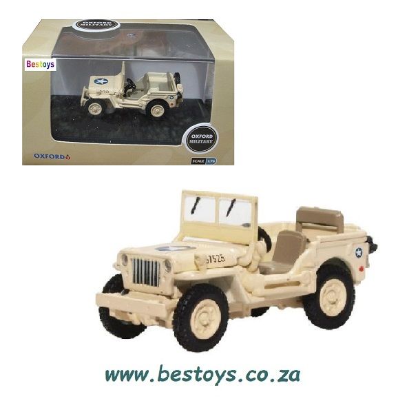 Oxford Diecast Model Car WMB007 Willys Jeep MB USAAF US Air Force Tunisia 1943 Military 1/76 OO railway scale