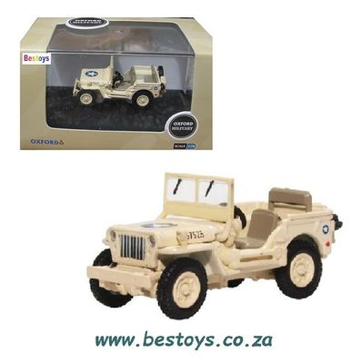 Oxford Diecast Model Car WMB007 Willys Jeep MB USAAF US Air Force Tunisia 1943 Military 1/76 OO railway scale