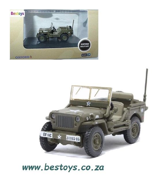 Oxford Diecast Model Car WMB003 Willys Jeep MB US Army Military 1/76 OO railway scale