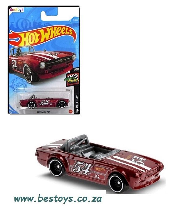 Hotwheels Hot Wheels Diecast Model Car 2021 9/250 Triumph TR 6 TR6 No 54 Race Day 1/64 scale