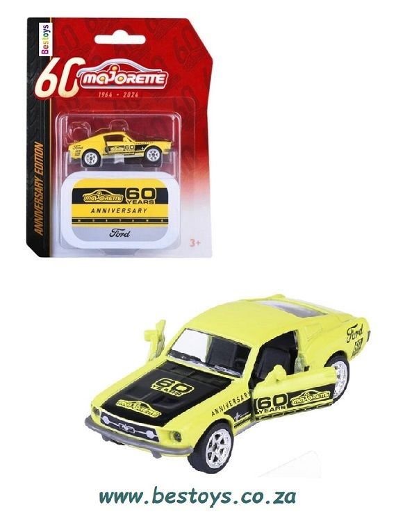 Majorette Diecast Model Car Anniversary Edition Ford Mustang Fastback + collector tin 60th Anniversary 1/64 scale
