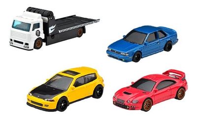 Hot Wheels Premium Set JDM Nissan Sentra Honda Civic Toyota Celica + Fleet Street Transport Truck