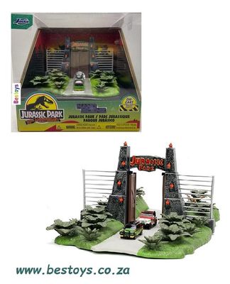 JADA Diecast Model Car Nano Set 34244 Jurassic Park Cars + Dinosaurs Diorama Movie Film TV