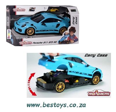 Majorette Porsche 911 GT 3 GT3 RS car carry case +- 1/16 scale with sound + 1 diecast car