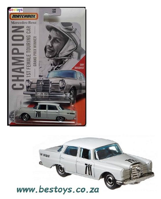 Matchbox Diecast Model Car 2020 100/100 Mercedes Benz 220 SE Sedan 1962 Rally No 711 Rosqvist 1/64 scale