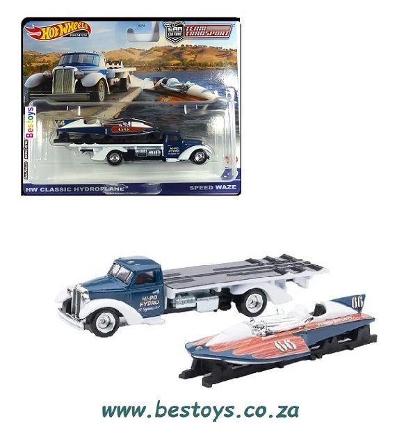 Hotwheels Hot Wheels Diecast Model Car Culture Team Transport Classic Hydroplane + Speed Waze Transporter Truck