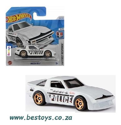 Hot Wheels Hotwheels Car 2024 80/250 Mazda RX 7 RX7 &quot;Police&quot; First Response 1/64 scale