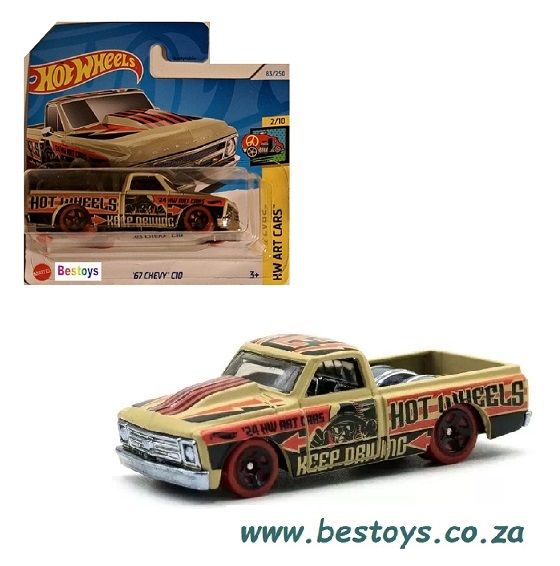 Hotwheels Hot Wheels Diecast Model Car 2024 83/250 Chevy Chevrolet C 10 C10 Pickup 1967 Art Cars 1/64 scale