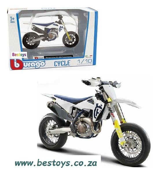 Burago Diecast Model Motorcycle Bike Husqvarna FS 450 Supermoto 1/18 scale