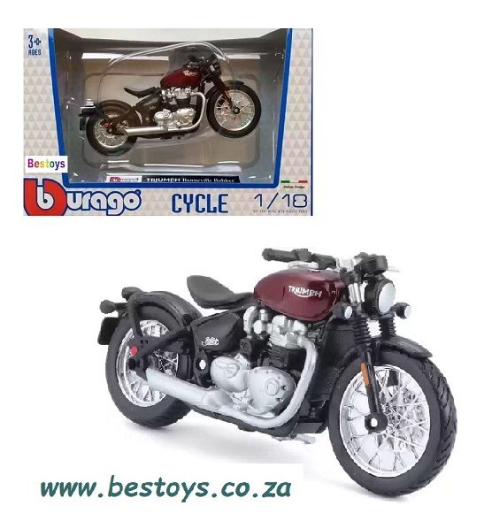 Burago Diecast Model Motorcycle Bike Triumph Bonneville Bobber 1/18 scale