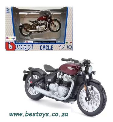 Burago Diecast Model Motorcycle Bike Triumph Bonneville Bobber 1/18 scale