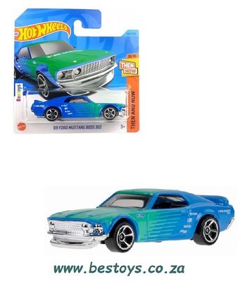 Hotwheels Hot Wheels Diecast Model Car 2023 244/250 Ford Mustang Boss 302 1969 &quot;Falken&quot; Then &amp; Now 1/64 scale