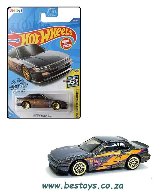 Hotwheels Hot Wheels Diecast Model Car First Ed 2020 111/250 Nissan Silvia S13 Speed Graphics 1/64 scale