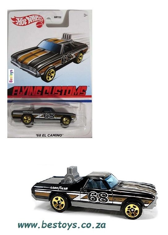 Hotwheels Hot Wheels Diecast Model Car Flying Customs Chevy Chevrolet El Camino 1968 1/64 scale