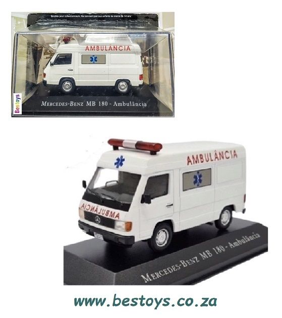Diecast Model Car Brazilian Service Vehicle Collection Mercedes Benz MB 180 Ambulance 1/43 scale