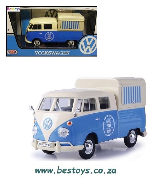 Motormax Motor Max Diecast Model Car 79576 VW Volkswagen Kombi T 1 T1 Double Cab Snack Van 1/24 scale