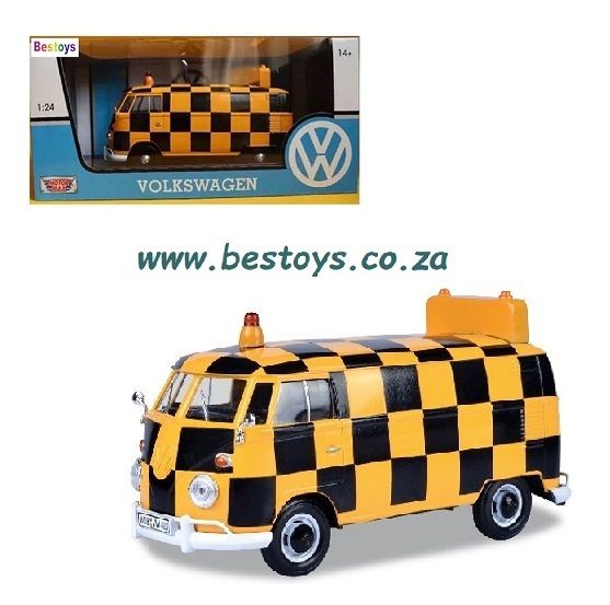 Motormax Motor Max 79550 VW Volkswagen Kombi T 1 T1 Panelvan Airport &quot;Follow Me&quot; 1/24 scale