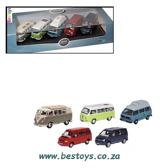 Oxford Diecast Model Car SET67 VW Volkswagen Camper Set T1 T2 T3 T4 T5 1/76 OO railway scale