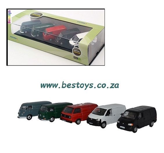 Oxford Diecast Model Car SET66 VW Volkswagen T1 T2 T3 T4 T5 Panelvan 1/76 OO railway scale