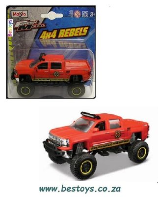 Maisto Diecast Model Car 4x4 Rebels Chevy Chevrolet LTZ Pickup &quot;Search &amp; Rescue&quot; 1/36 scale