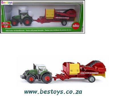 SIKU Diecast Model 1808 Fendt 939 Tractor &amp; Grimme Potato Harvester 1/87 HO railway scale