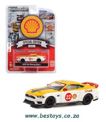 Greenlight Diecast Model Car Special Edition Ford Mustang Mach 1 2022 No 22 &quot;Shell&quot; 1/64 scale