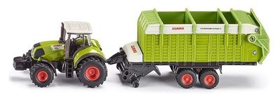 SIKU Diecast Model 1846 Claas Axion 850 Tractor & Forage Trailer 1/87 HO railway scale