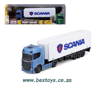 Maisto Mini Work Machines Scania 770 S 770S Truck &amp; Box Trailer 1/87 HO railway scale