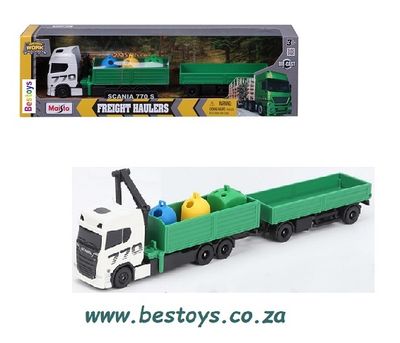 Maisto Mini Work Machines Diecast Model Scania 770 S 770S Truck &amp; Trailer Recycling 1/87 HO railway scale