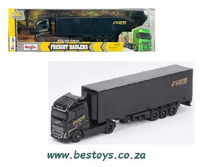 Maisto Mini Work Machines Volvo FH 16 FH16 Truck &amp; Box Trailer 1/87 HO railway scale