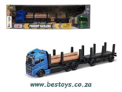 Maisto Mini Work Machines Volvo FH 16 FH16 Logging Truck &amp; Trailer 1/87