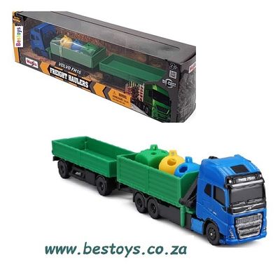 Maisto Mini Work Machines Volvo FH 16 FH16 Truck &amp; Trailer Recycling 1/87 HO railway scale